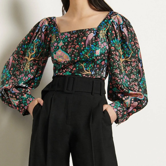 Sandro Tops - SANDRO PARIS IVEA BLACK PRINTED SILK TOP